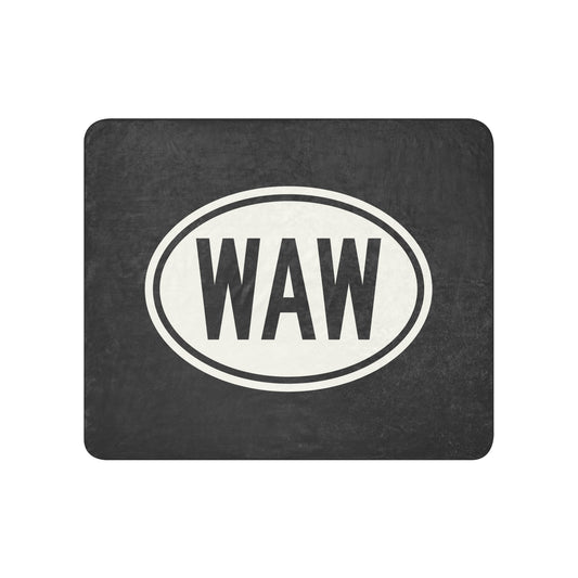 Unique Travel Gift Sherpa Blanket - White Oval • WAW Warsaw Souvenir • YHM Designs - Image 01