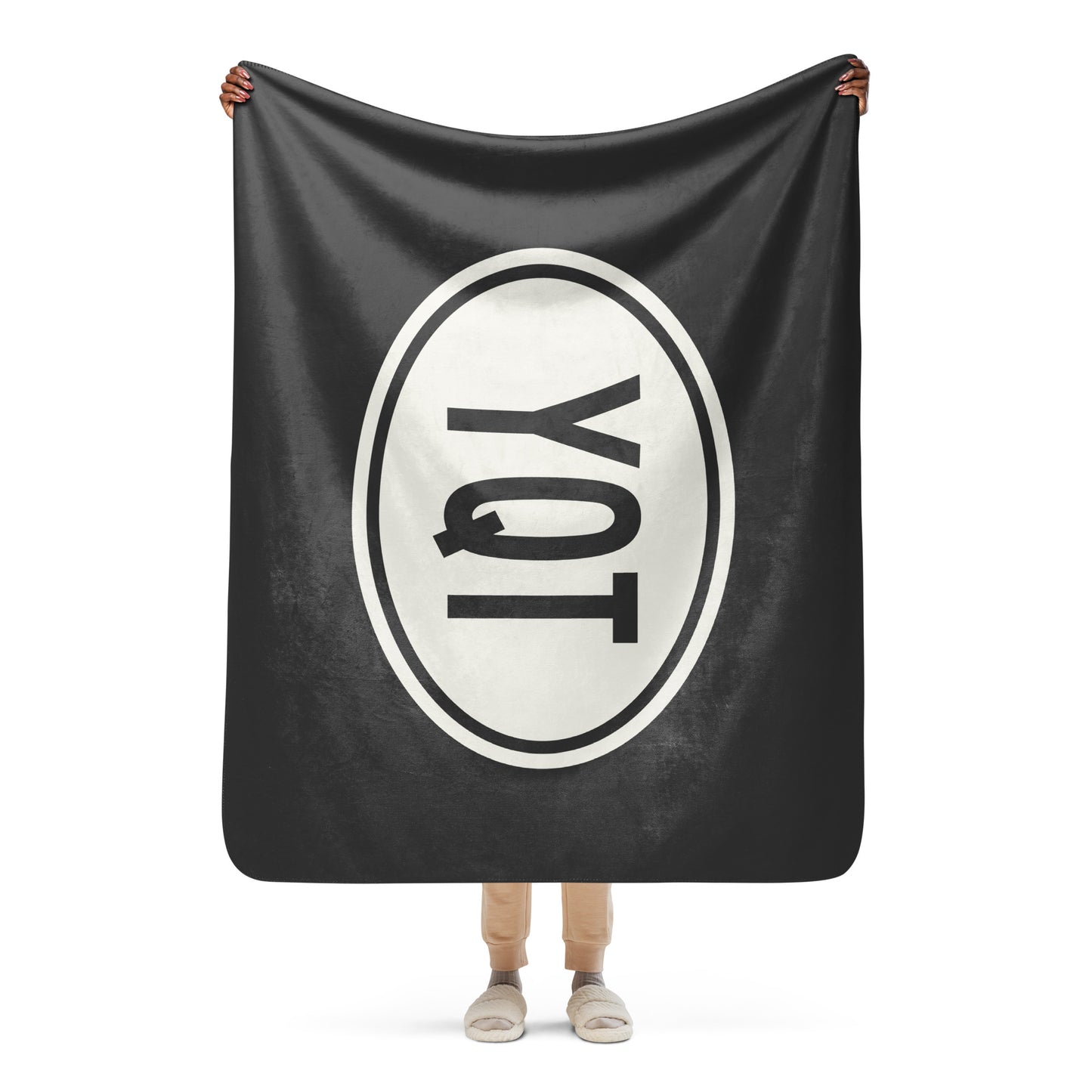 Unique Travel Gift Sherpa Blanket - White Oval • YQT Thunder Bay Souvenir • YHM Designs - Image 04