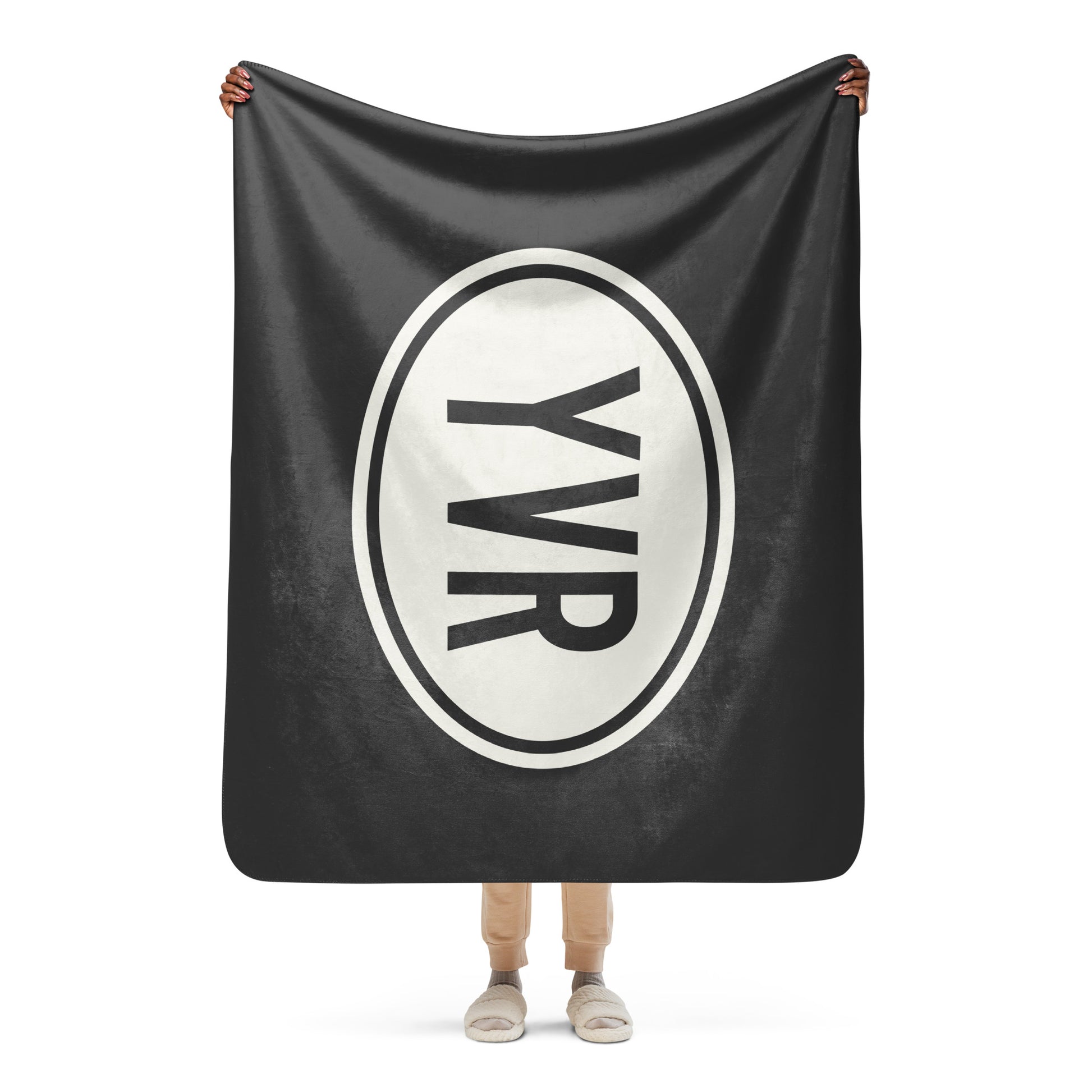 Unique Travel Gift Sherpa Blanket - White Oval • YVR Vancouver Souvenir • YHM Designs - Image 04