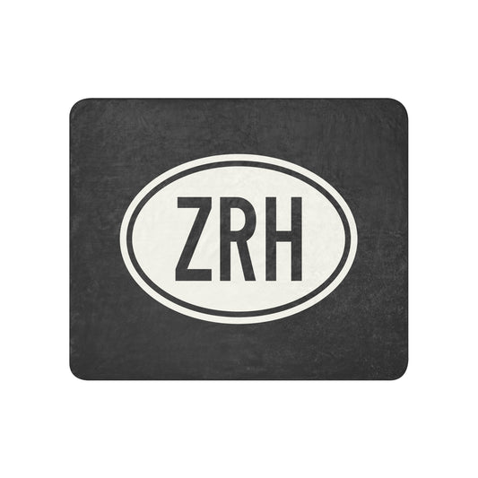 Unique Travel Gift Sherpa Blanket - White Oval • ZRH Zurich • YHM Designs - Image 01