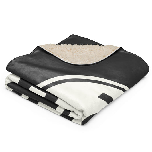 Unique Travel Gift Sherpa Blanket - White Oval • ZRH Zurich • YHM Designs - Image 02