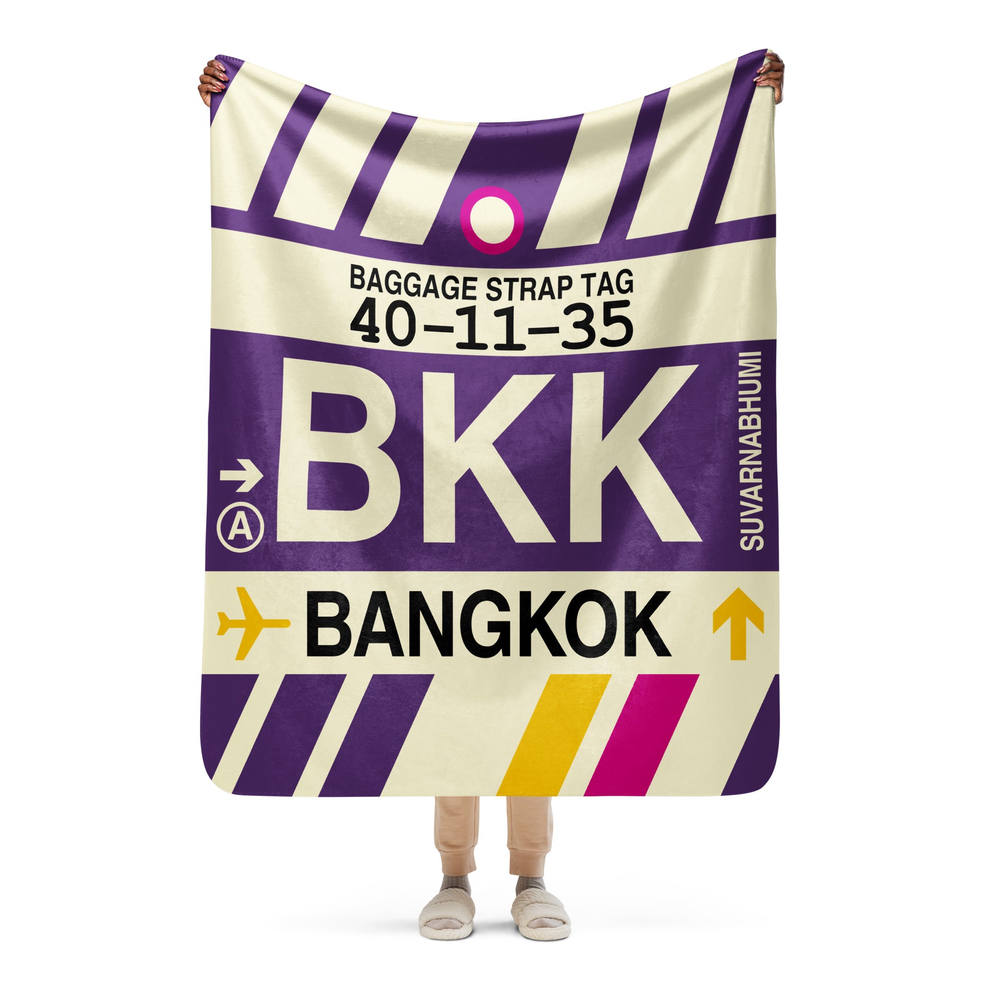 Travel Gift Sherpa Blanket • BKK Bangkok Souvenir • YHM Designs - Image 05