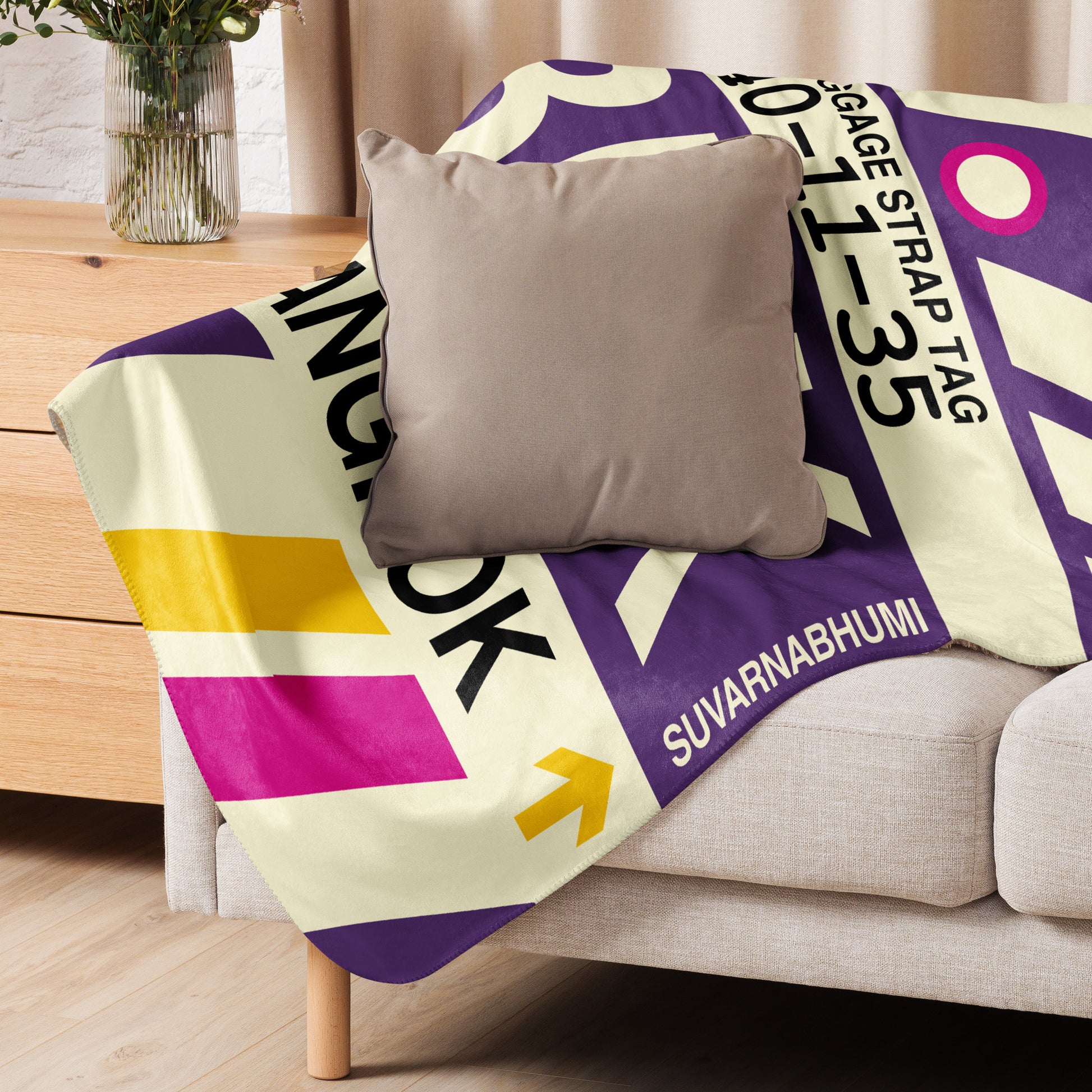 Travel Gift Sherpa Blanket • BKK Bangkok Souvenir • YHM Designs - Image 06