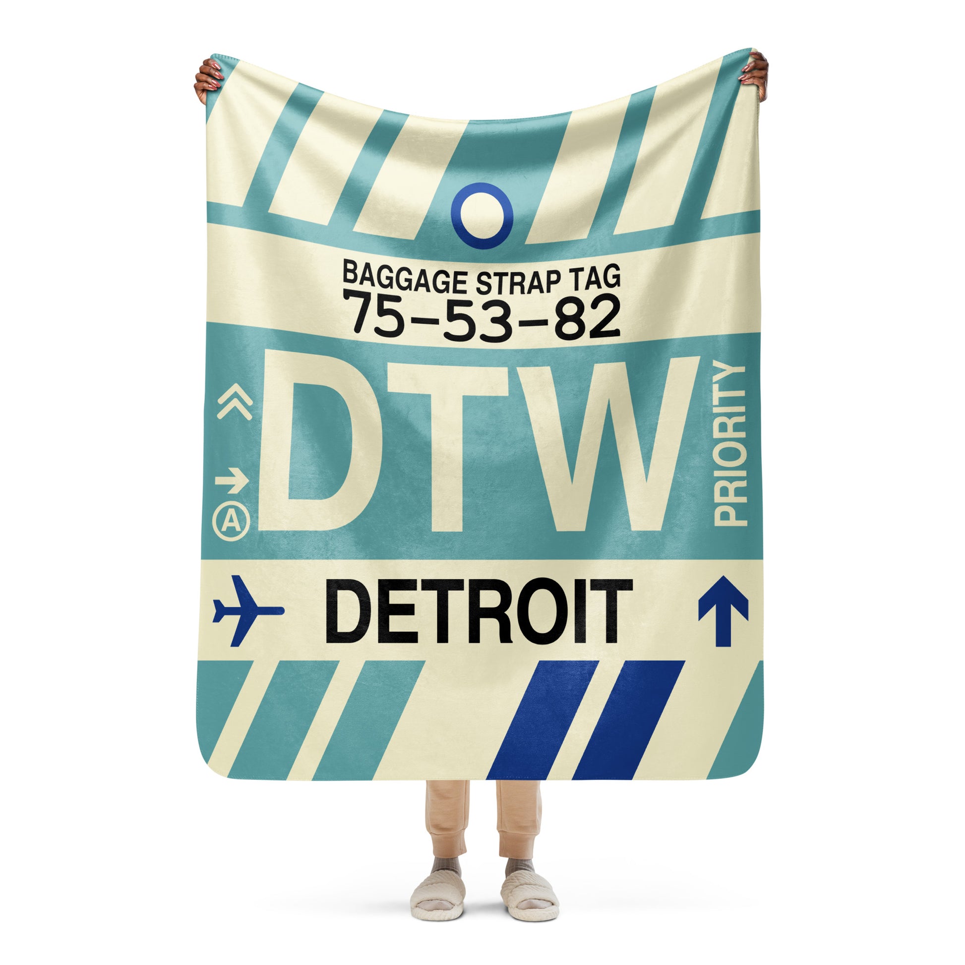 Travel Gift Sherpa Blanket • DTW Detroit • YHM Designs - Image 05