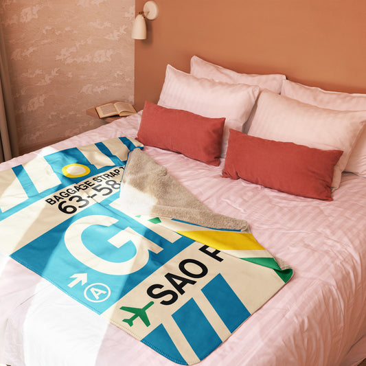 Travel Gift Sherpa Blanket • GRU Sao Paulo Souvenir • YHM Designs - Image 02