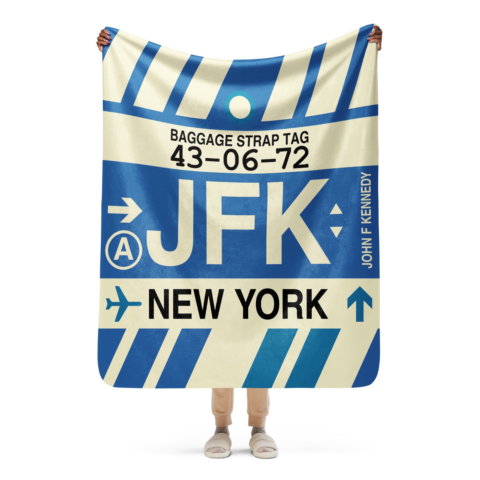 Travel Gift Sherpa Blanket • JFK New York City Souvenir • YHM Designs - Image 05