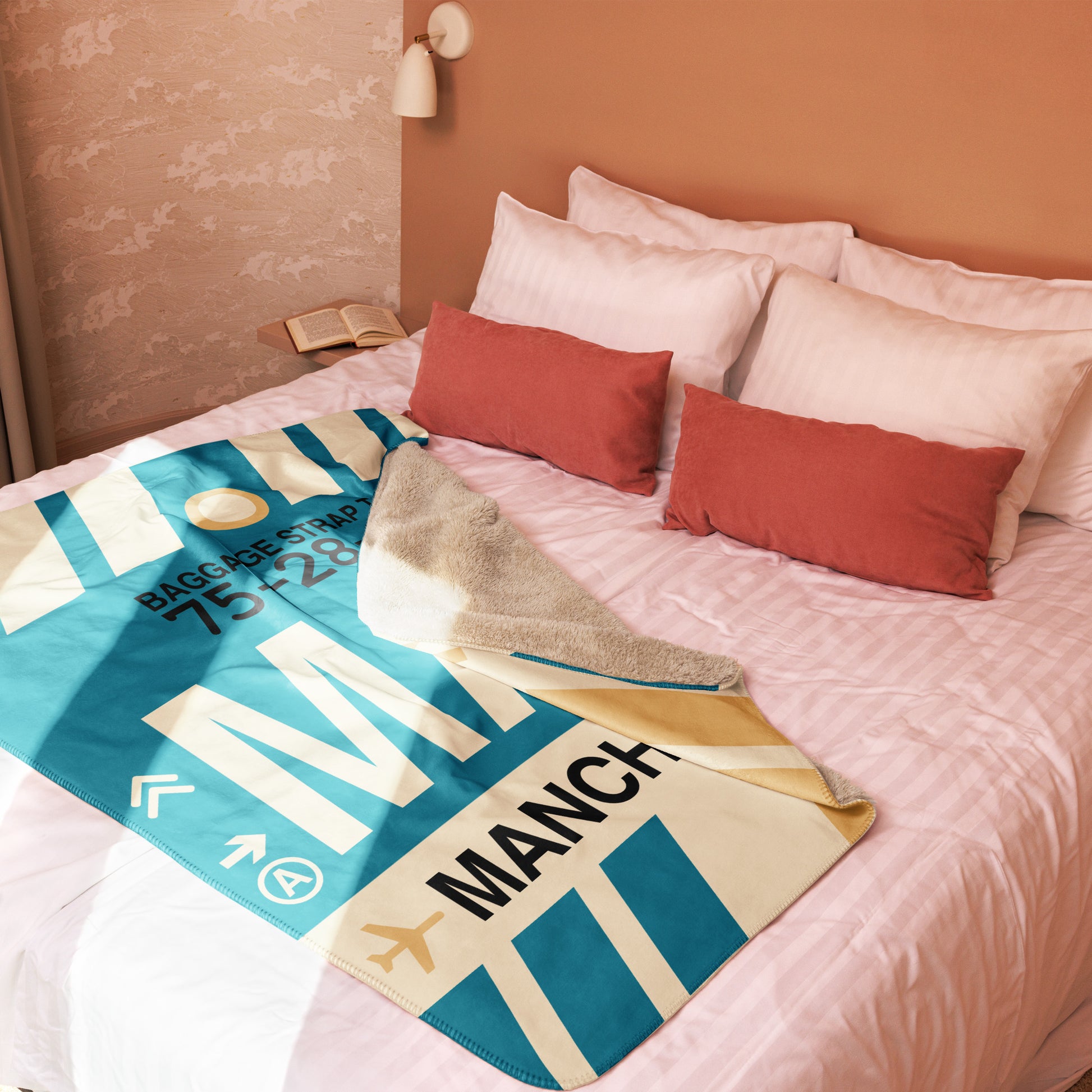 Travel Gift Sherpa Blanket • MAN Manchester Souvenir • YHM Designs - Image 02