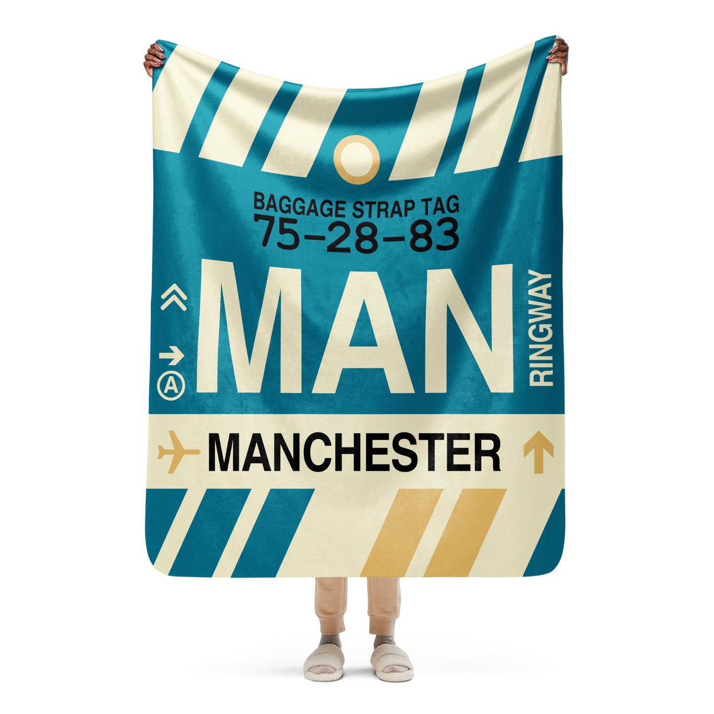 Travel Gift Sherpa Blanket • MAN Manchester Souvenir • YHM Designs - Image 05