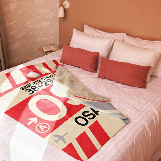 Travel Gift Sherpa Blanket • OSA Osaka Souvenir • YHM Designs - Image 02