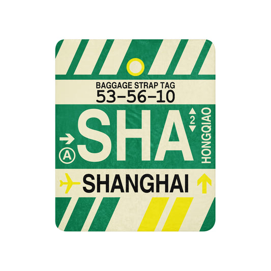 Travel Gift Sherpa Blanket • SHA Shanghai • YHM Designs - Image 01