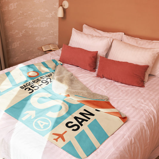Travel Gift Sherpa Blanket • SJU San Juan • YHM Designs - Image 02