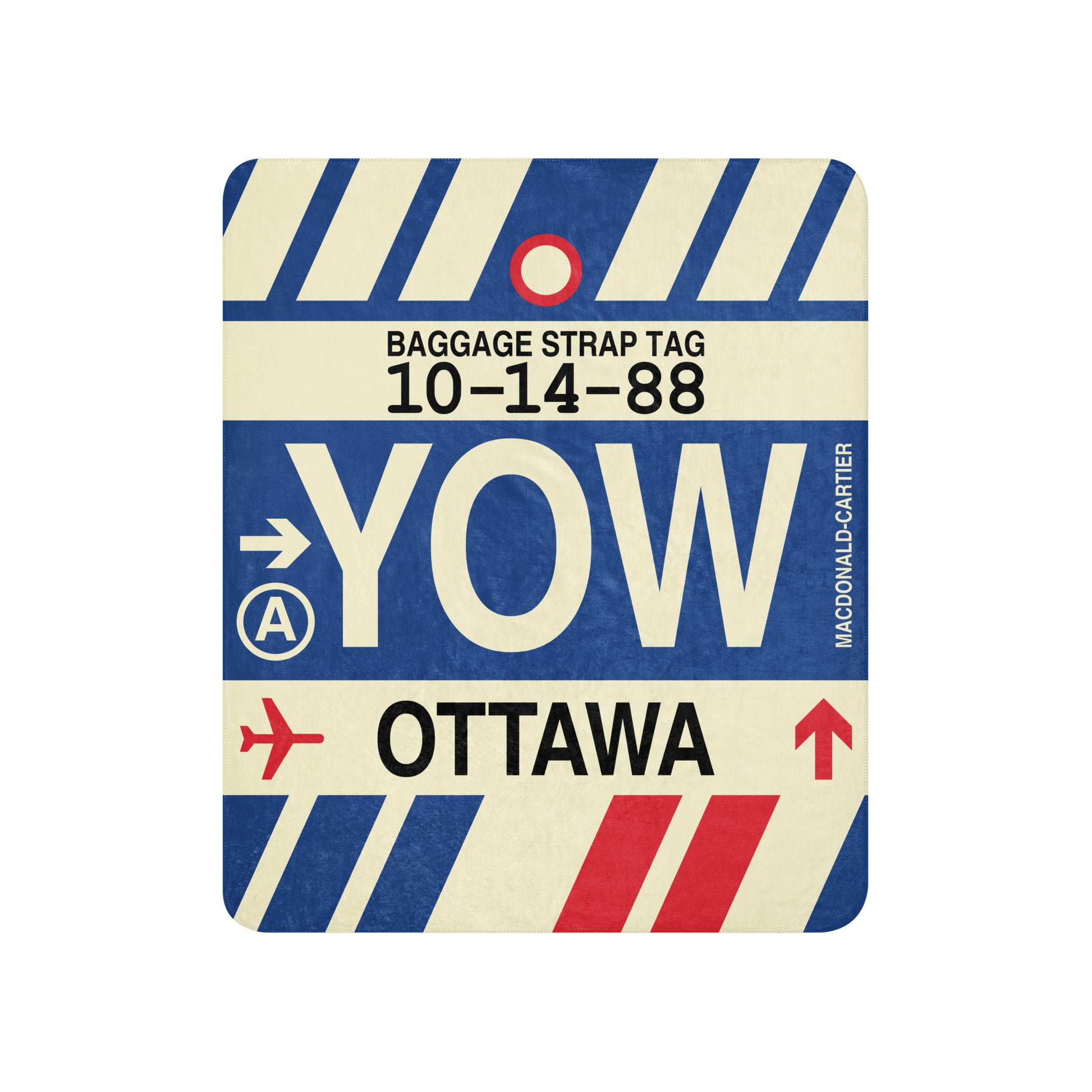 YOW Ottawa Sherpa Blanket • Jet Age Baggage Tag Design • YHM Designs - Image 01