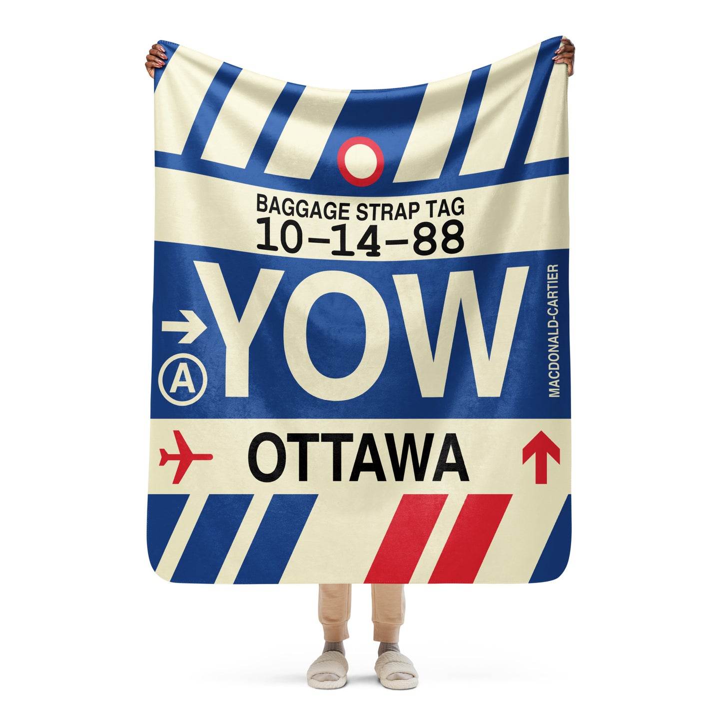 YOW Ottawa Sherpa Blanket • Jet Age Baggage Tag Design • YHM Designs - Image 05