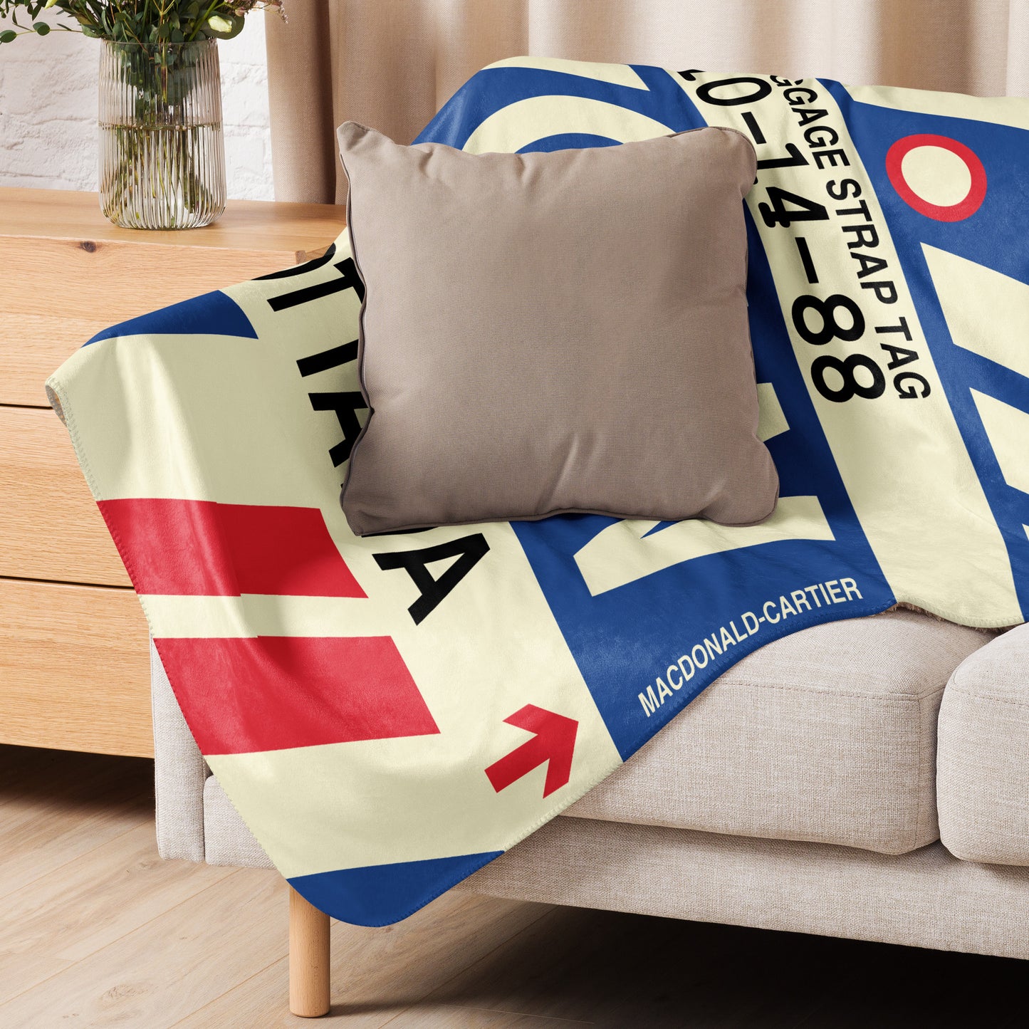 YOW Ottawa Sherpa Blanket • Jet Age Baggage Tag Design • YHM Designs - Image 06