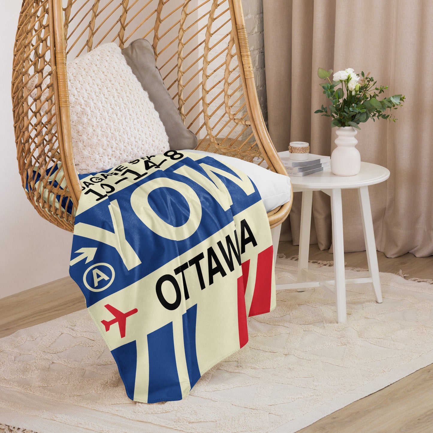 YOW Ottawa Sherpa Blanket • Jet Age Baggage Tag Design • YHM Designs - Image 07