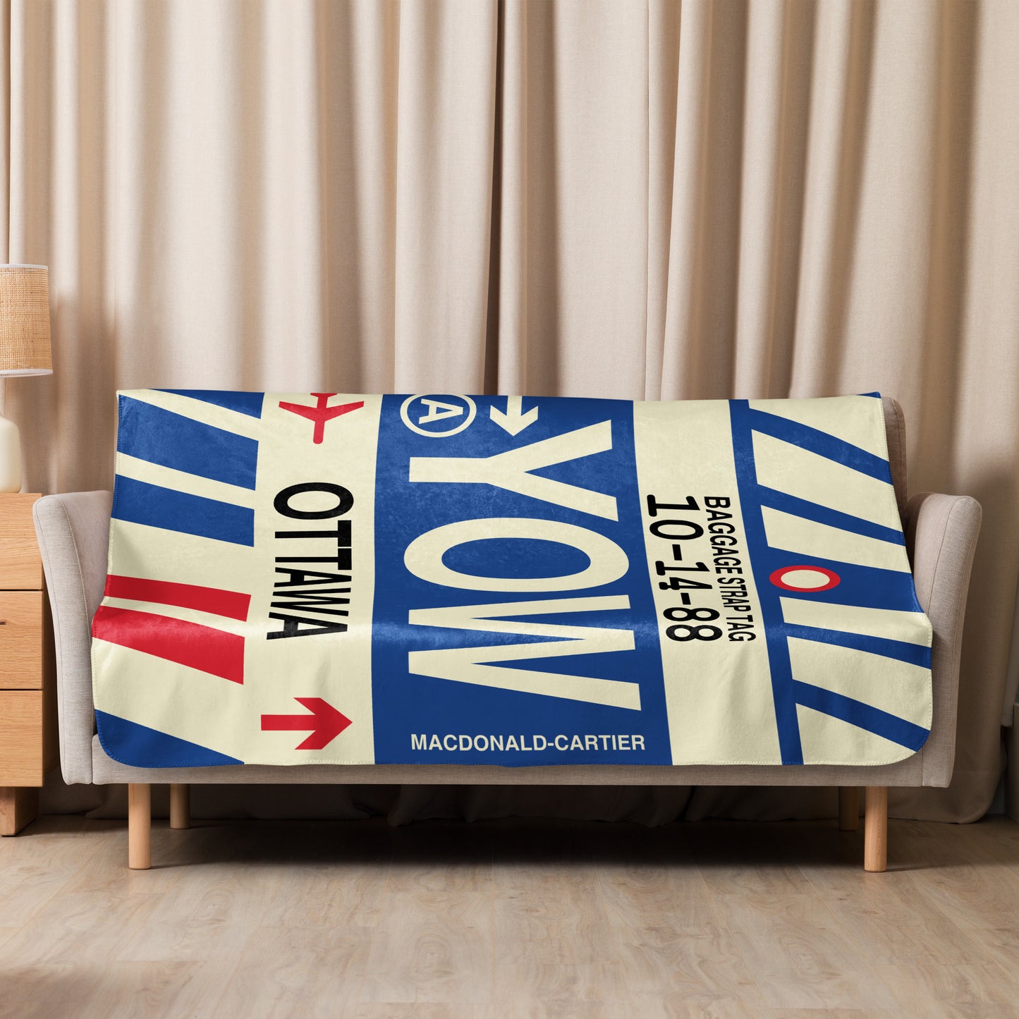 YOW Ottawa Sherpa Blanket • Jet Age Baggage Tag Design • YHM Designs - Image 08