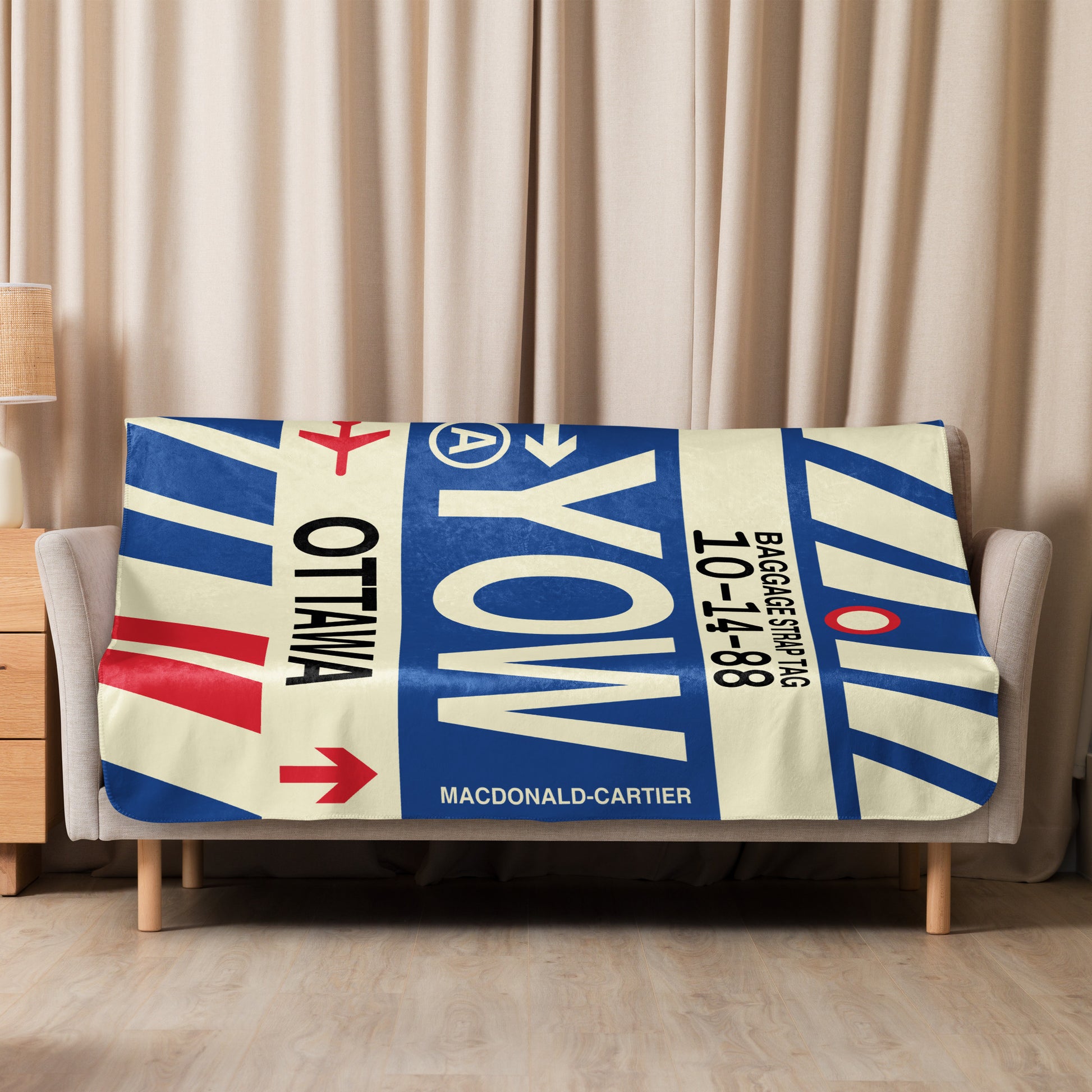 YOW Ottawa Sherpa Blanket • Jet Age Baggage Tag Design • YHM Designs - Image 08