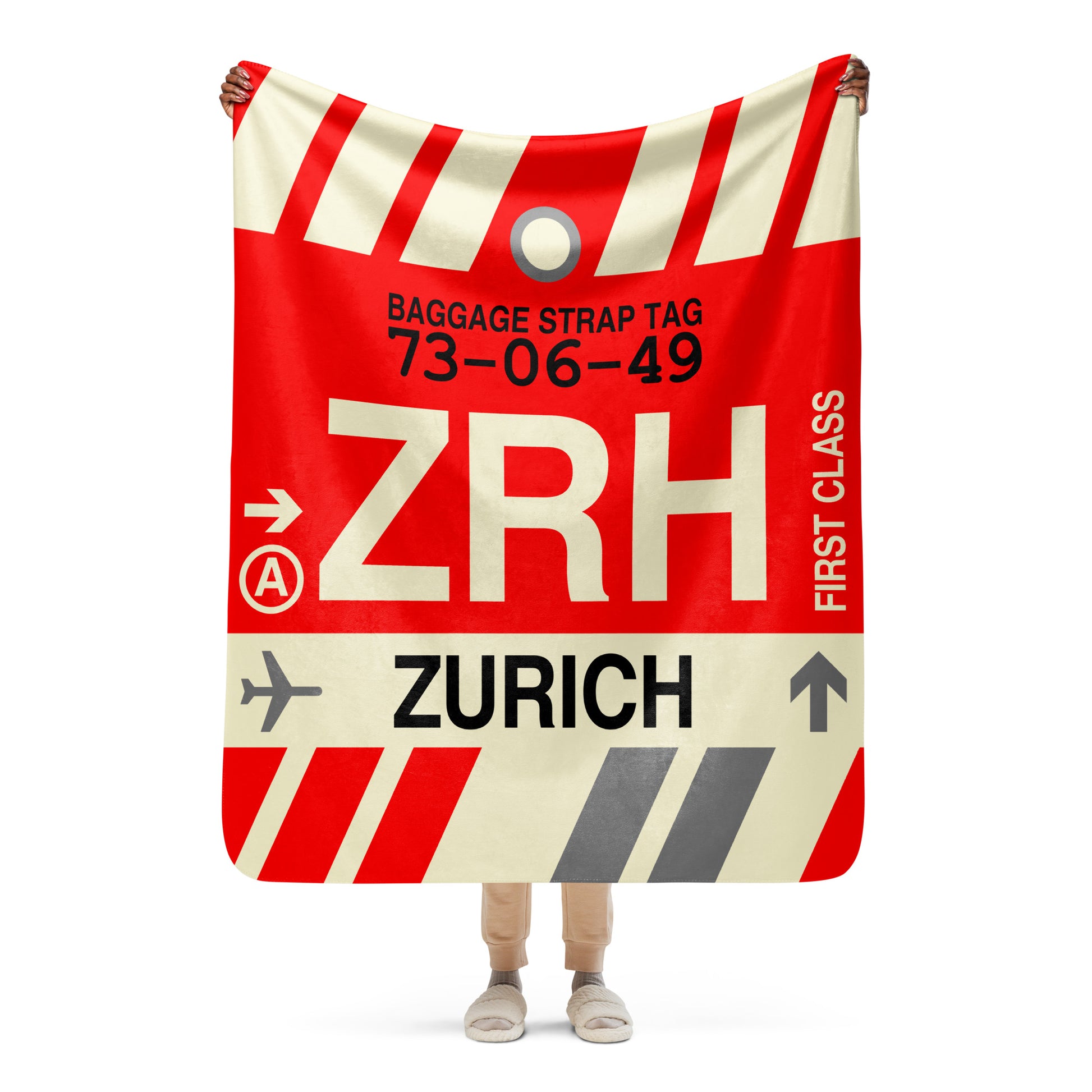 Travel Gift Sherpa Blanket • ZRH Zurich • YHM Designs - Image 05