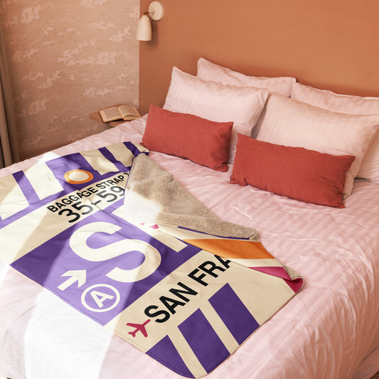 Travel Gift Sherpa Blanket • SFO San Francisco • YHM Designs - Image 02
