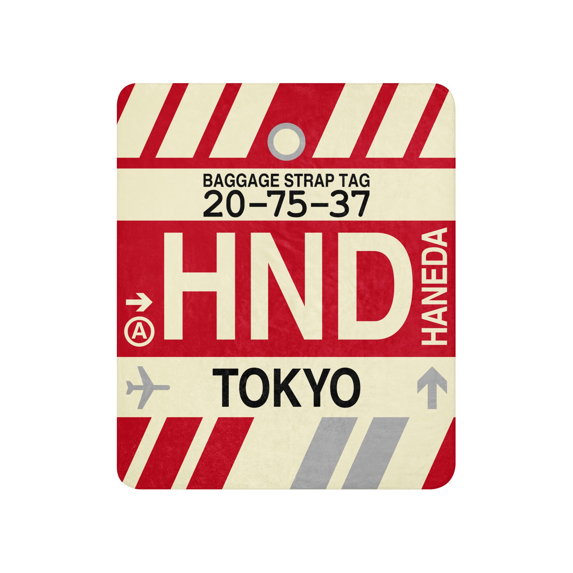 HND Tokyo Sherpa Blanket • Jet Age Baggage Tag Design • YHM Designs - Image 01
