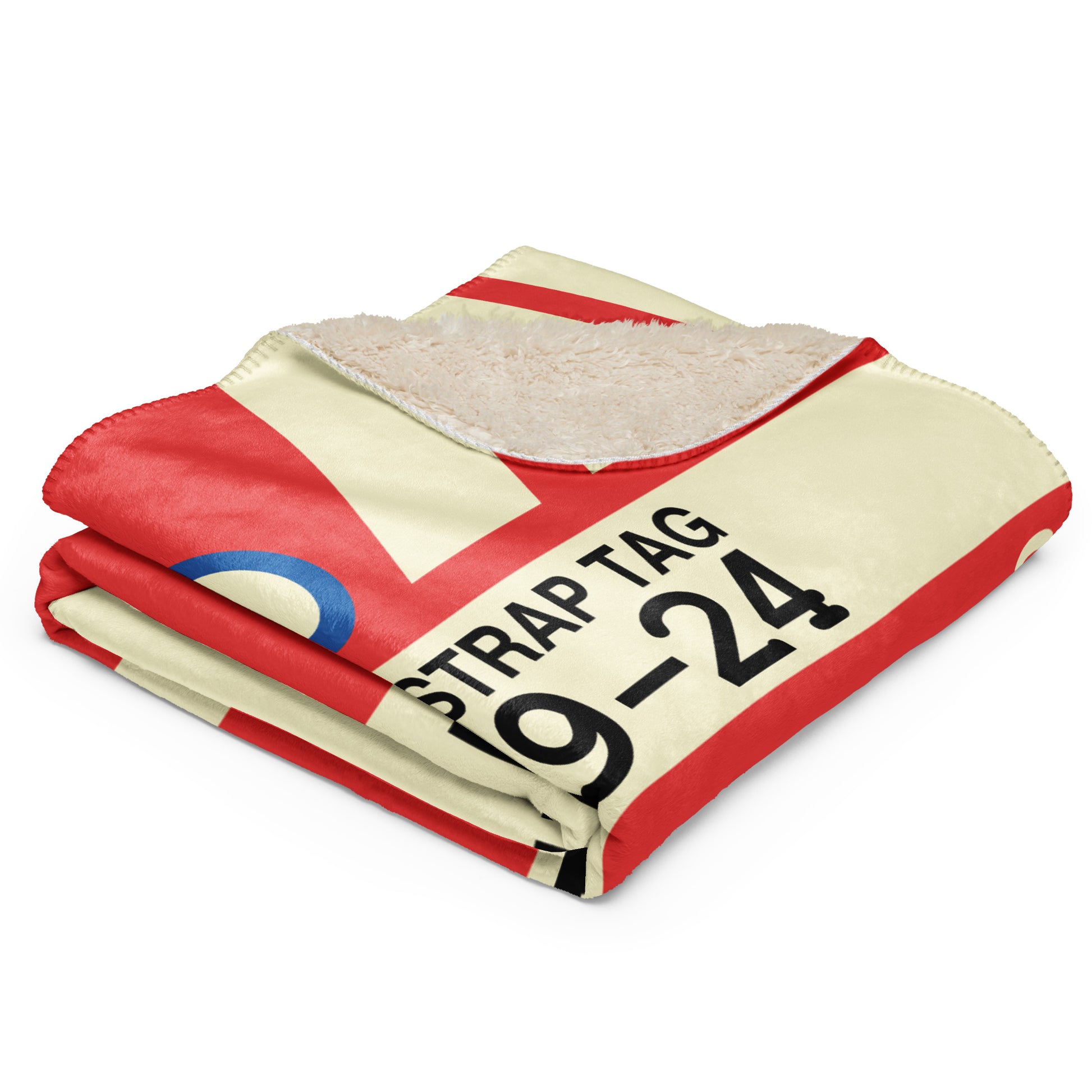 YHZ Halifax Sherpa Throw Blanket • Jet Age Baggage Tag Design • YHM Designs - Image 04