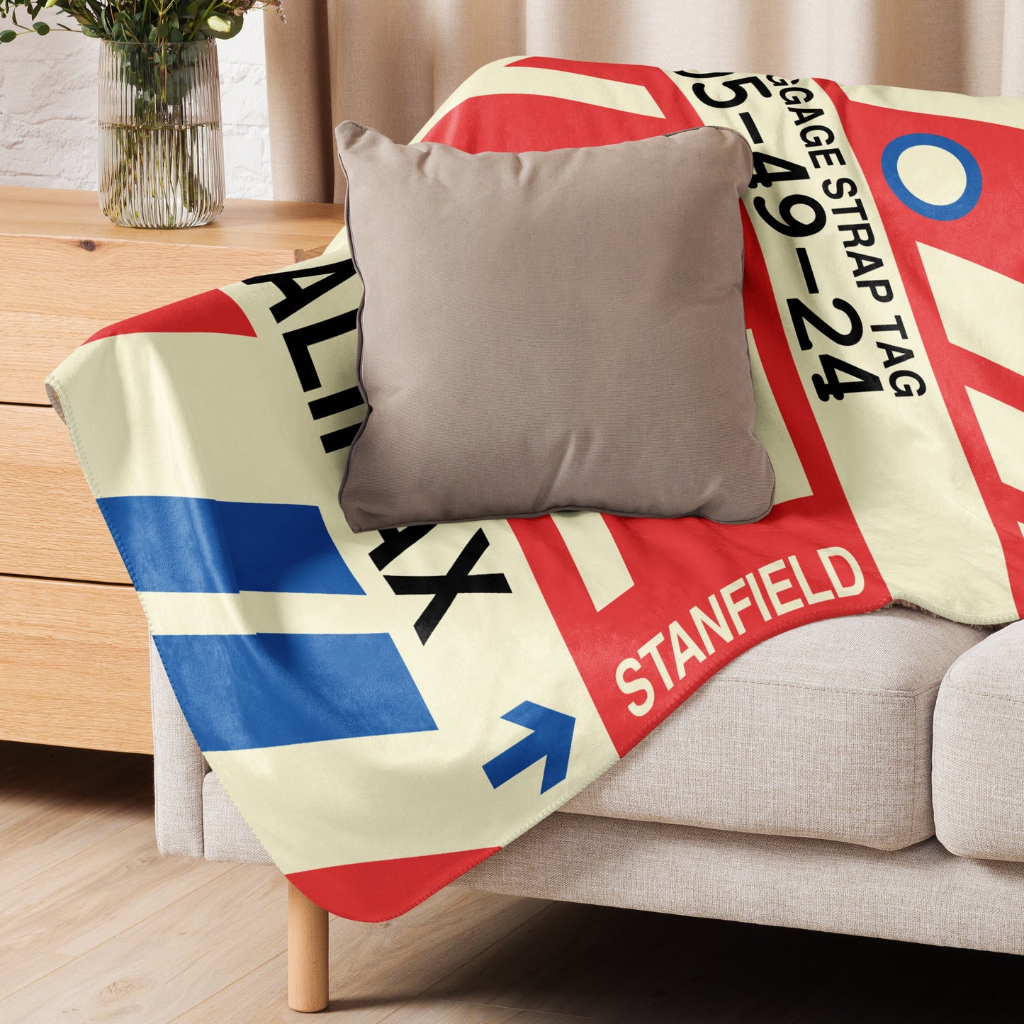 YHZ Halifax Sherpa Throw Blanket • Jet Age Baggage Tag Design • YHM Designs - Image 07