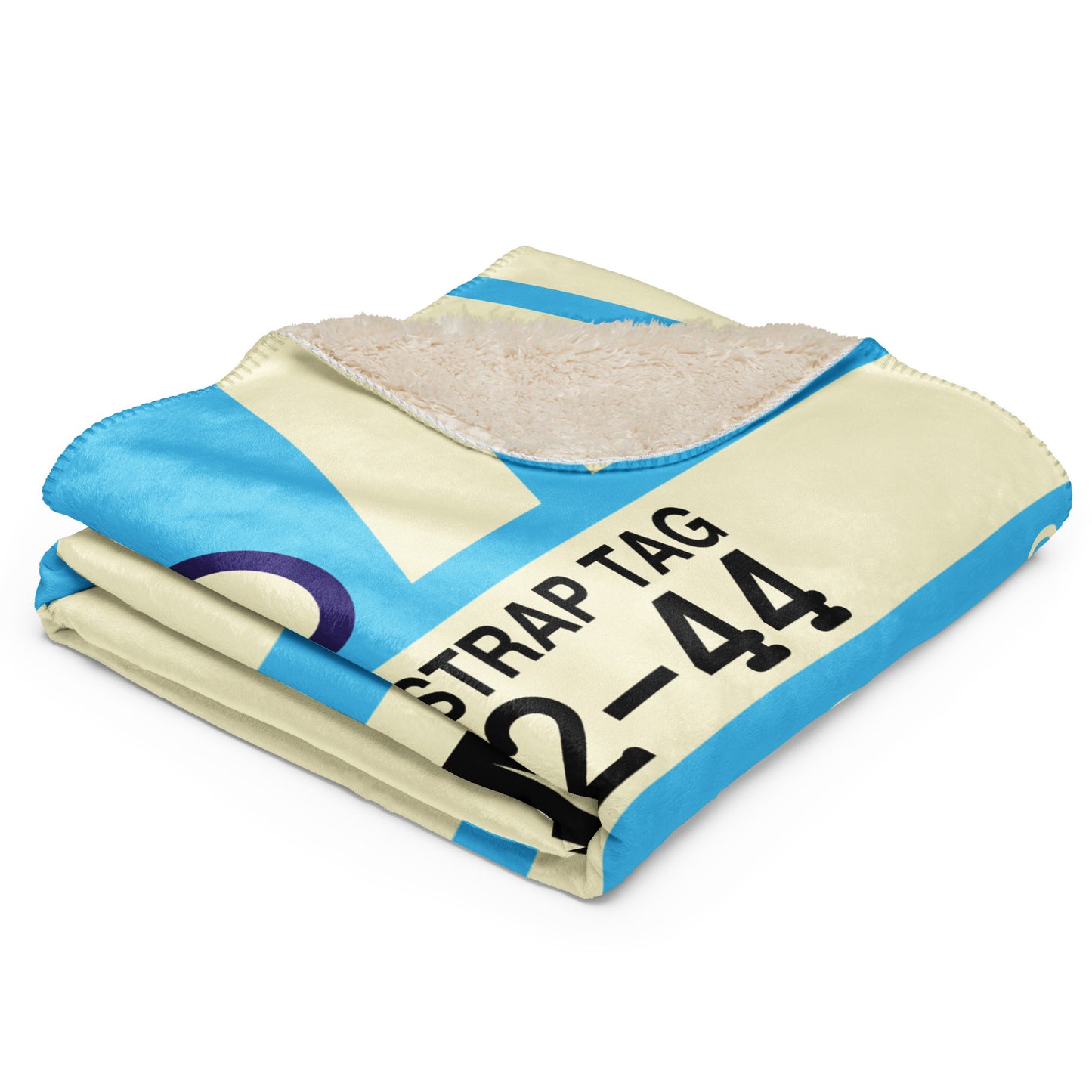 RIC Richmond Sherpa Throw Blanket • Jet Age Baggage Tag Design • YHM Designs - Image 04