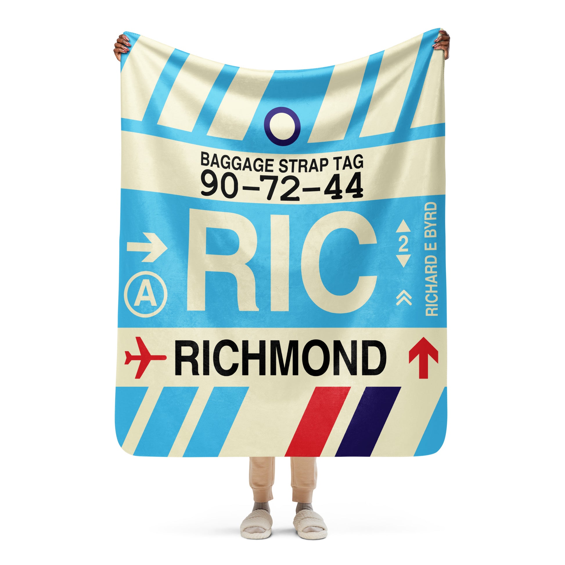 RIC Richmond Sherpa Throw Blanket • Jet Age Baggage Tag Design • YHM Designs - Image 06