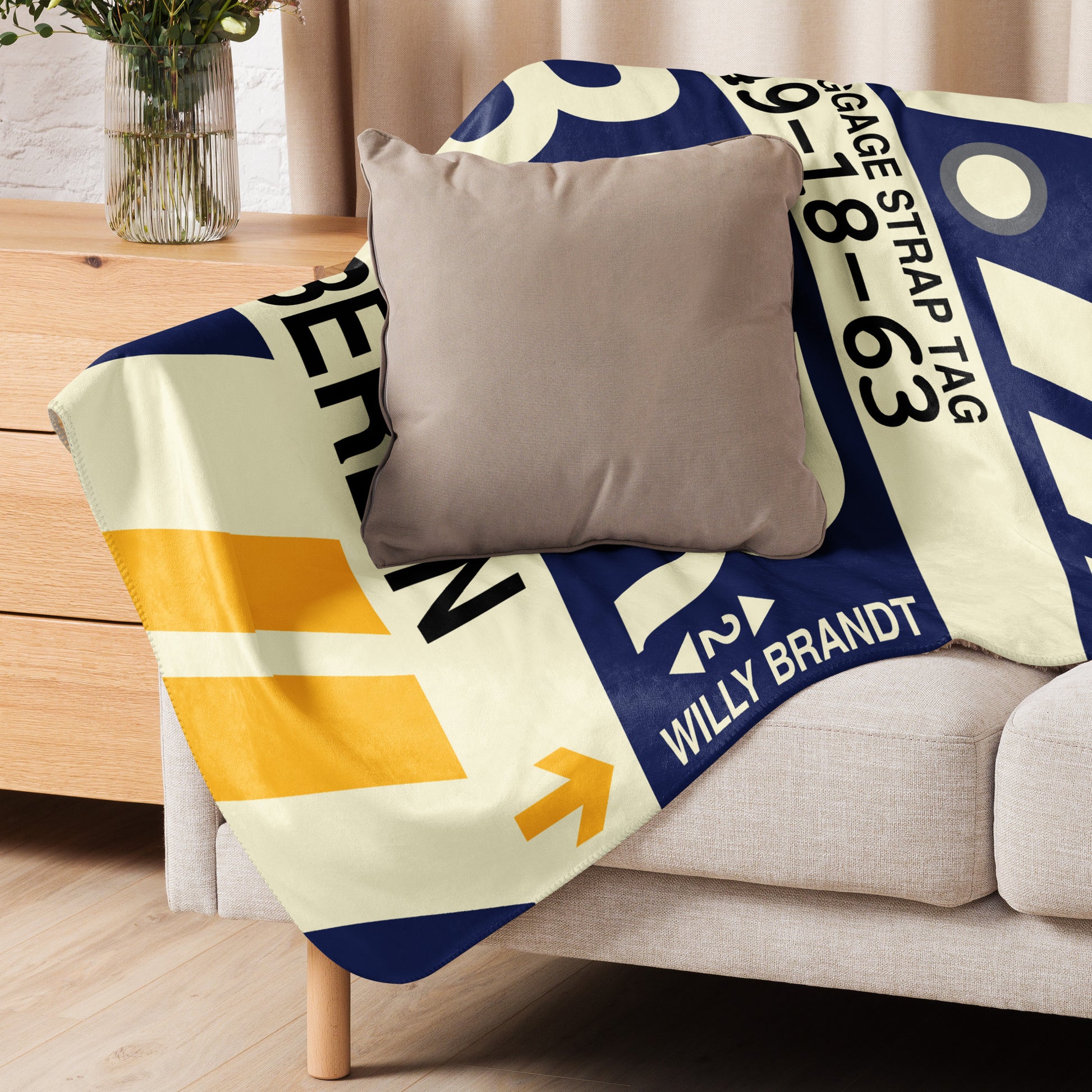 BER Berlin Sherpa Throw Blanket • Jet Age Baggage Tag Design • YHM Designs - Image 07