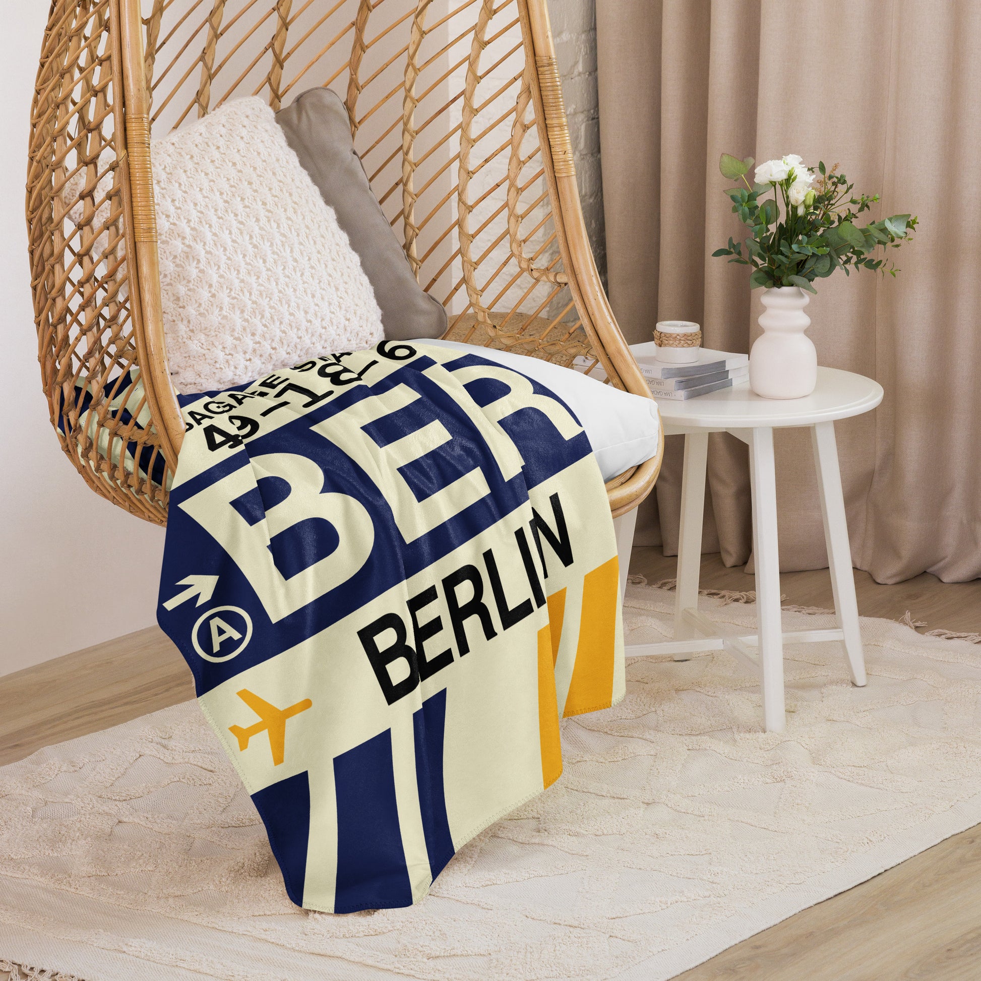 BER Berlin Sherpa Throw Blanket • Jet Age Baggage Tag Design • YHM Designs - Image 08