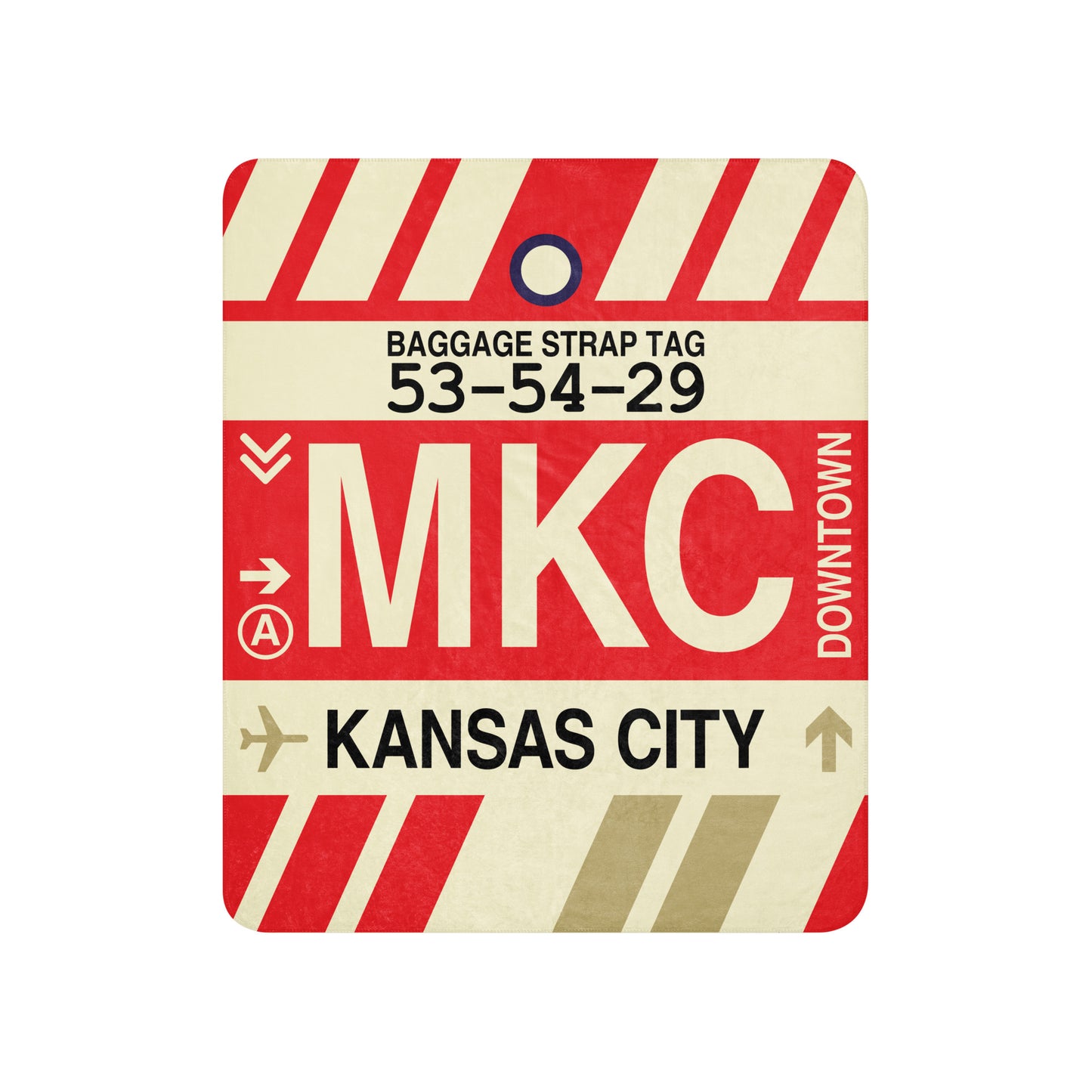 MKC Kansas City Sherpa Throw Blanket • Jet Age Baggage Tag Design • YHM Designs - Image 01