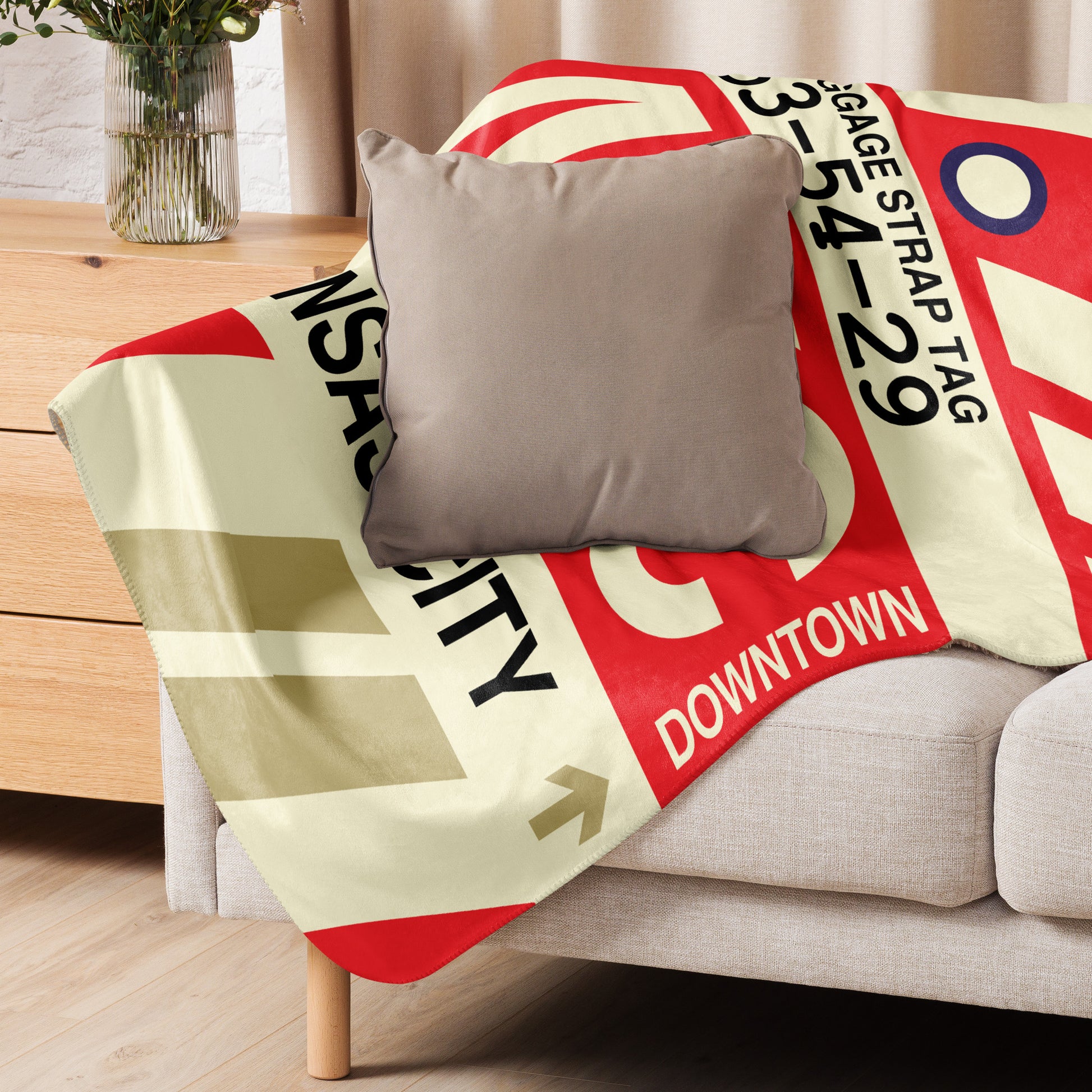 MKC Kansas City Sherpa Throw Blanket • Jet Age Baggage Tag Design • YHM Designs - Image 07
