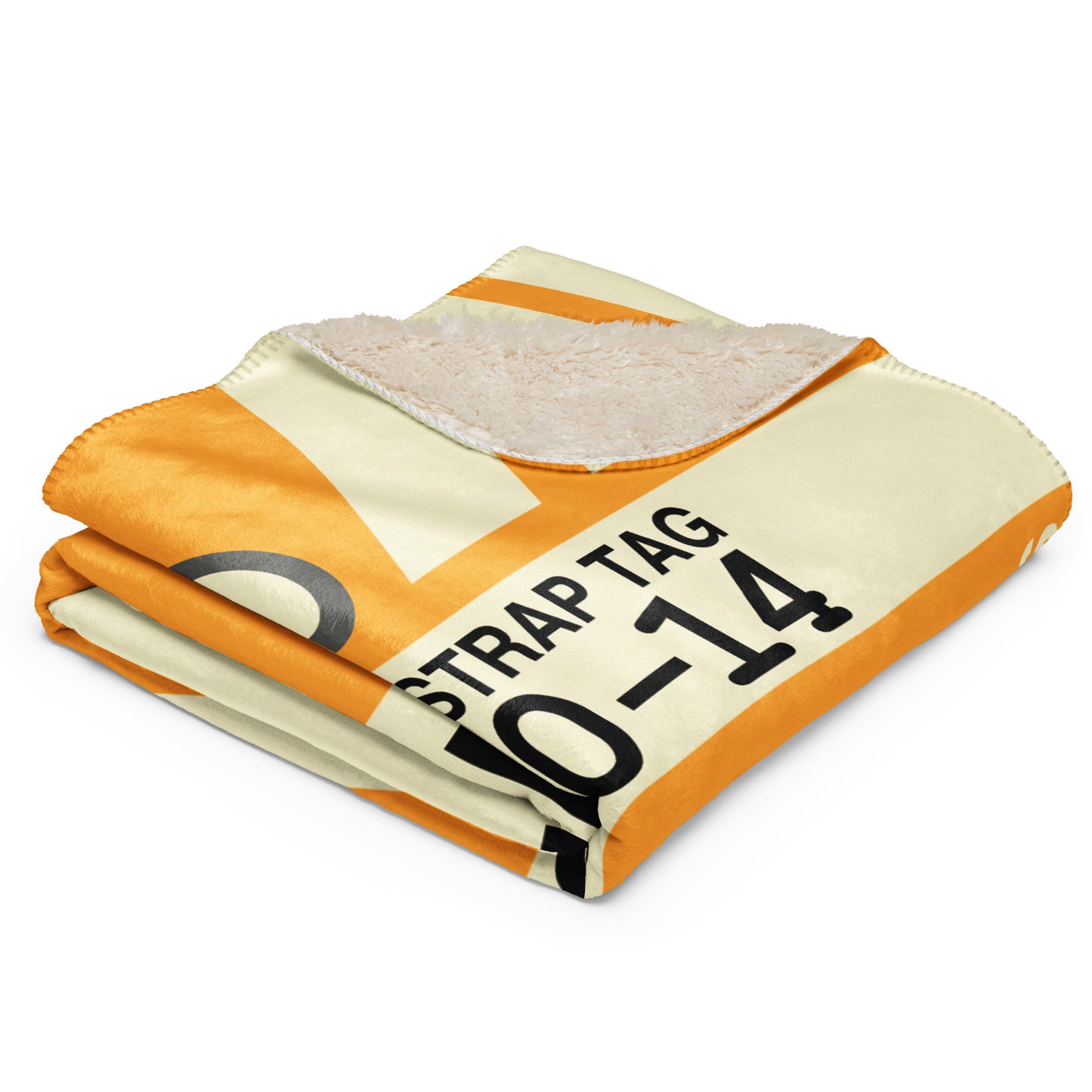 BNE Brisbane Sherpa Throw Blanket • Jet Age Baggage Tag Design • YHM Designs - Image 04