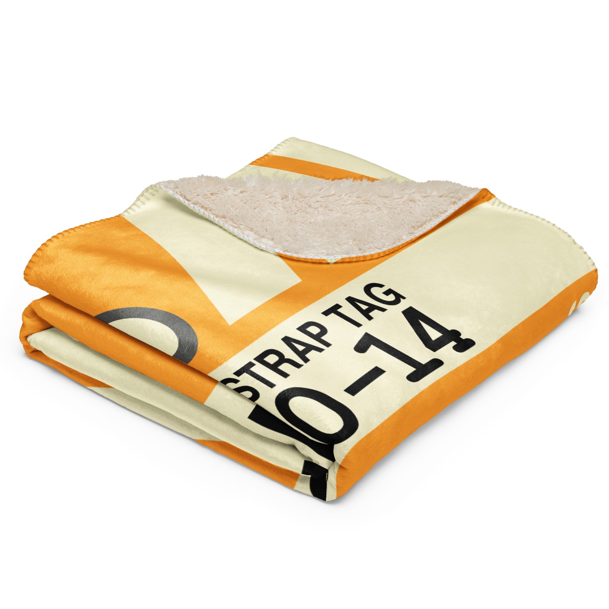 BNE Brisbane Sherpa Throw Blanket • Jet Age Baggage Tag Design • YHM Designs - Image 04
