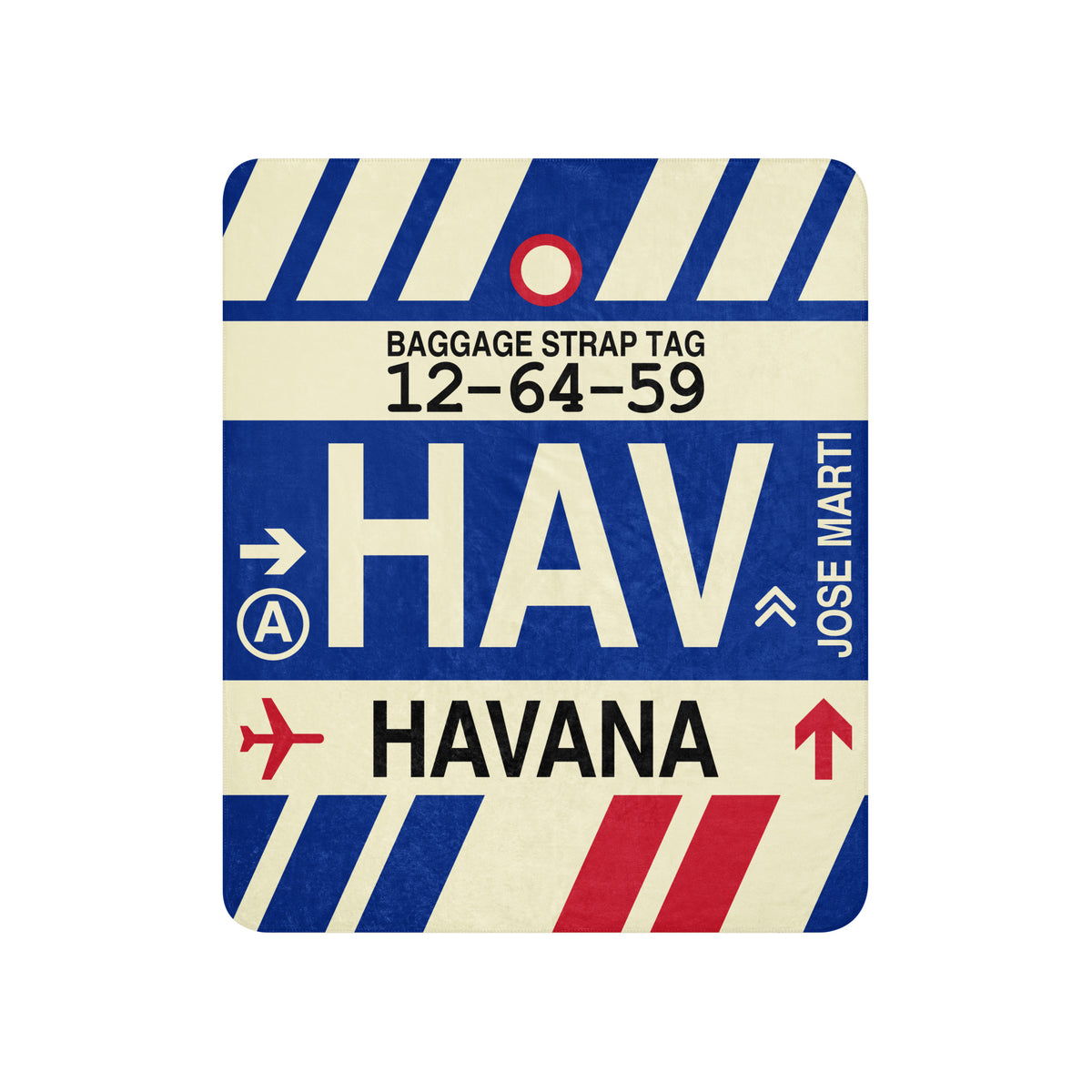 HAV Havana Sherpa Throw Blanket • Jet Age Baggage Tag Design • YHM Designs - Image 01