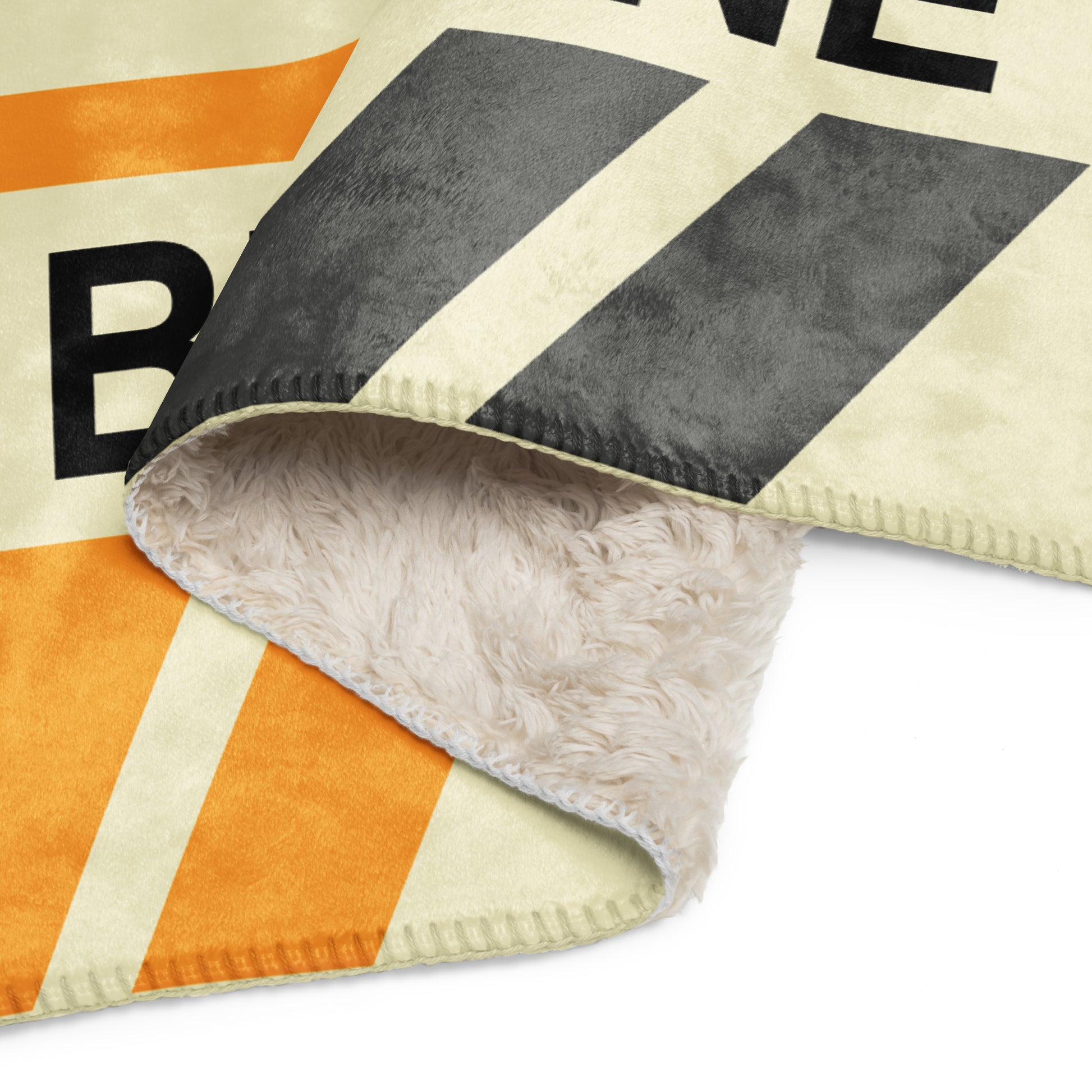 BNE Brisbane Sherpa Throw Blanket • Jet Age Baggage Tag Design • YHM Designs - Image 10