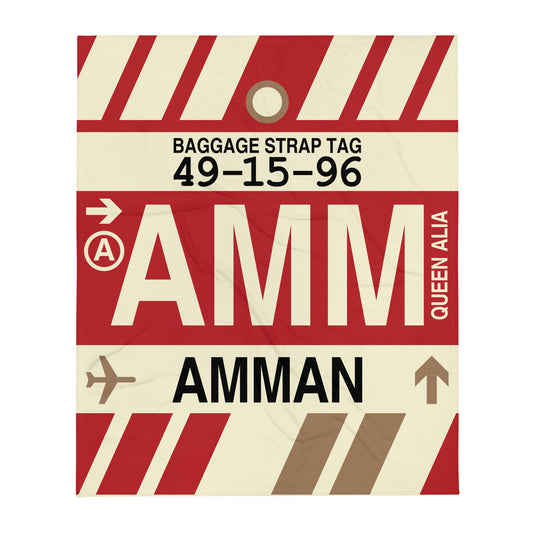 Travel-Themed Throw Blanket • AMM Amman • YHM Designs - Image 01