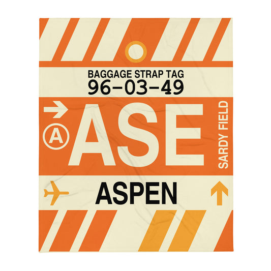 Travel-Themed Throw Blanket • ASE Aspen • YHM Designs - Image 01