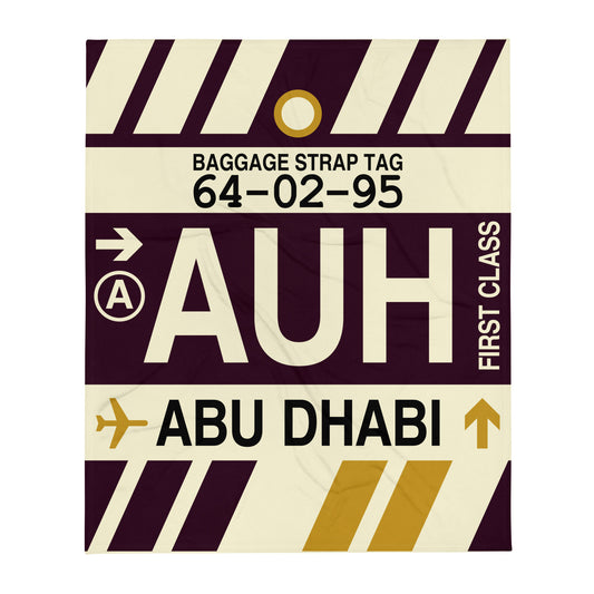 Travel-Themed Throw Blanket • AUH Abu Dhabi • YHM Designs - Image 01