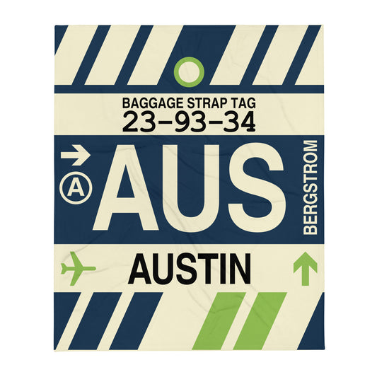 Travel-Themed Throw Blanket • AUS Austin • YHM Designs - Image 01