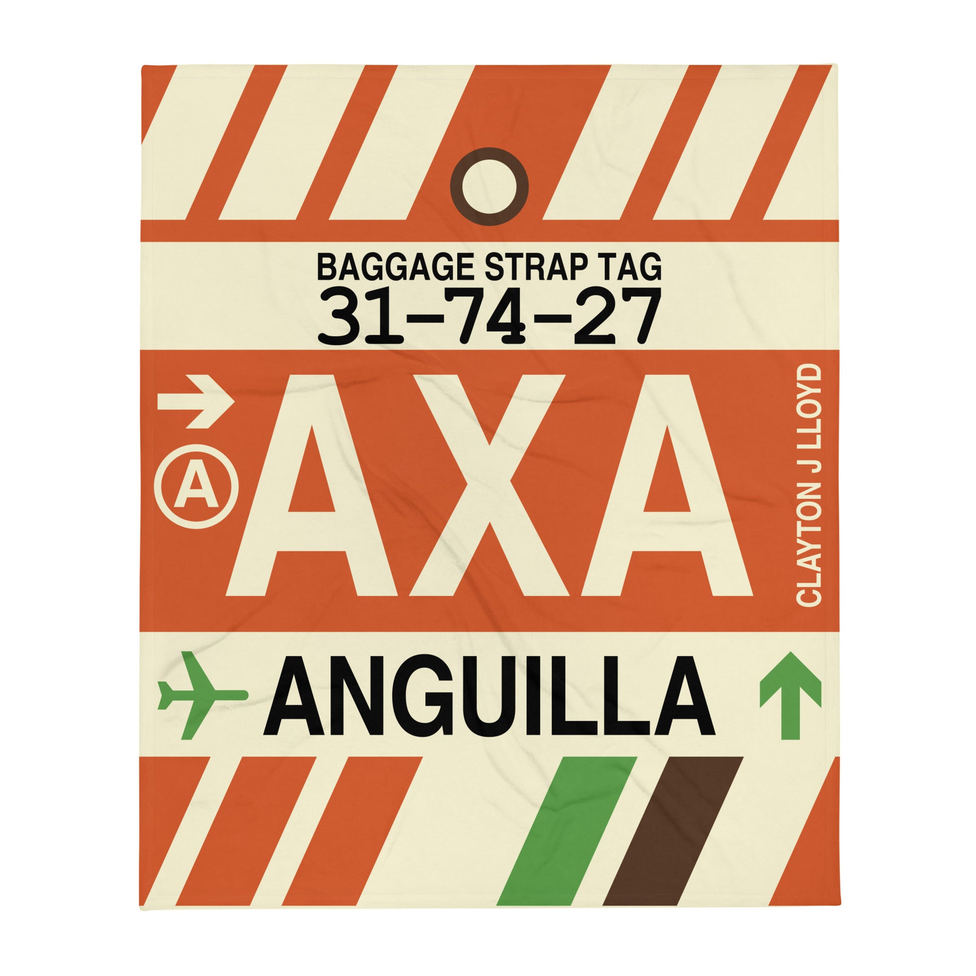 Travel Gift Throw Blanket • AXA Anguilla Souvenir • YHM Designs - Image 01