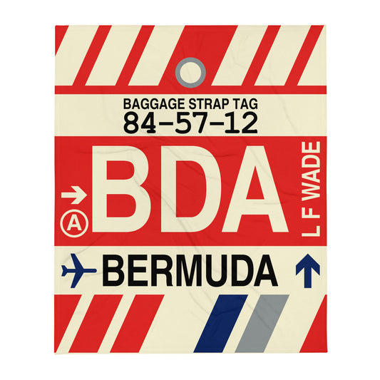 Travel-Themed Throw Blanket • BDA Bermuda • YHM Designs - Image 01