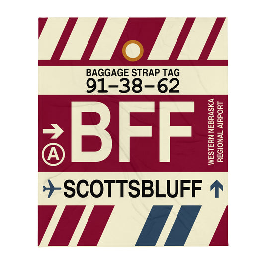 Travel-Themed Throw Blanket • BFF Scottsbluff • YHM Designs - Image 01