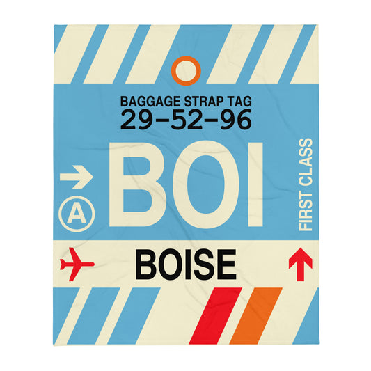 Travel-Themed Throw Blanket • BOI Boise • YHM Designs - Image 01