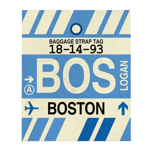 Travel Gift Throw Blanket • BOS Boston • YHM Designs - Image 01