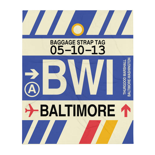 Travel Gift Throw Blanket • BWI Baltimore • YHM Designs - Image 01