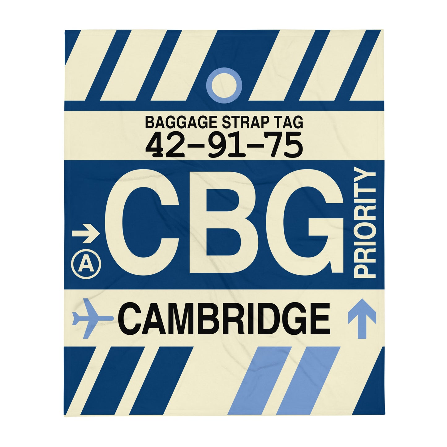 CBG Cambridge Throw Blanket • Jet Age Baggage Tag Design • YHM Designs - Image 01