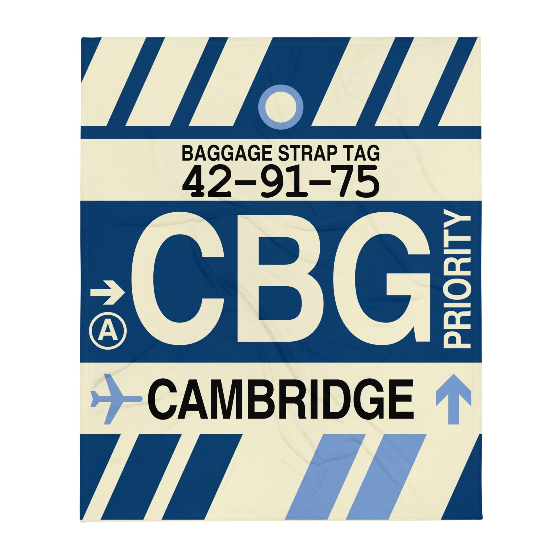 CBG Cambridge Throw Blanket • Jet Age Baggage Tag Design • YHM Designs - Image 01
