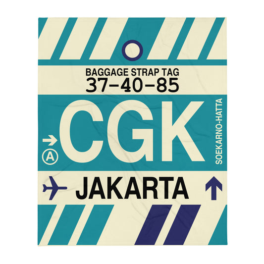 Travel Gift Throw Blanket • CGK Jakarta Souvenir • YHM Designs - Image 01