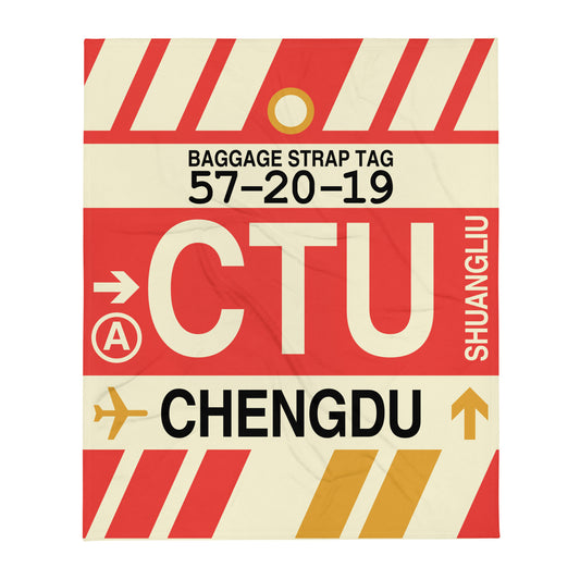 Travel Gift Throw Blanket • CTU Chengdu Souvenir • YHM Designs - Image 01